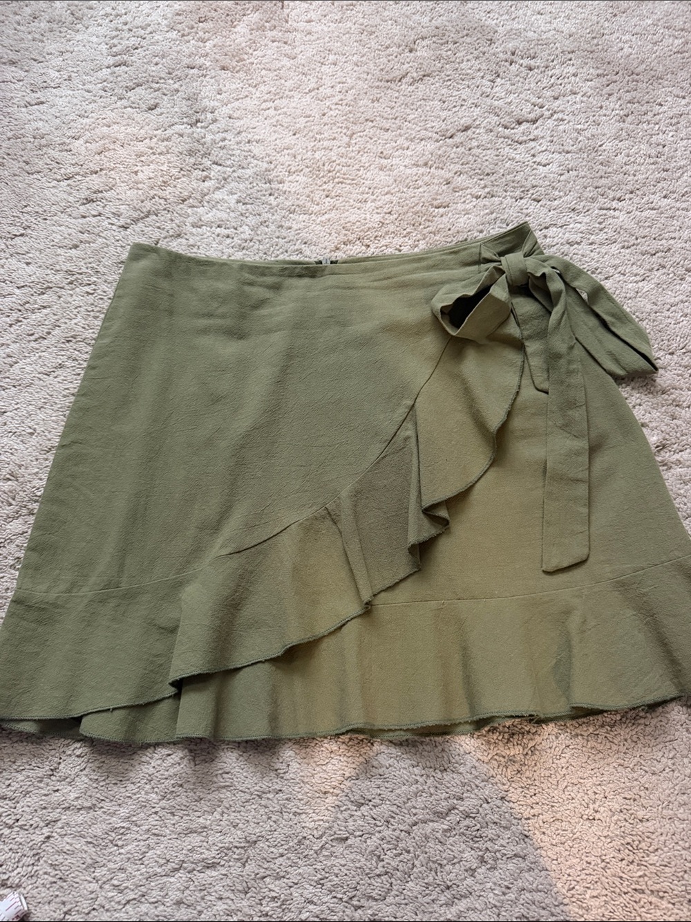 Olive Green Ruffle Wrap Skirt
